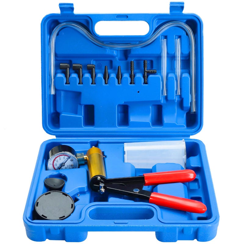 DASBET Hand Held Vacuum Pump Tester Set Vacuum Gauge and Brake Bleeder Kit for Automotive - Image 1